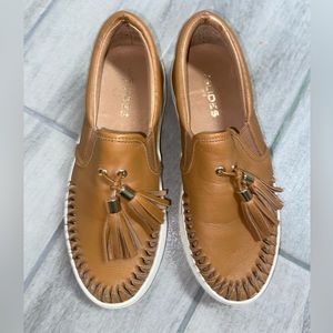 J Slide Tan/Camel Loafer Sneakers with Tassel